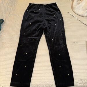 ASOS Curve Luxe Black Velvet Pearl Adorned Pants 12
